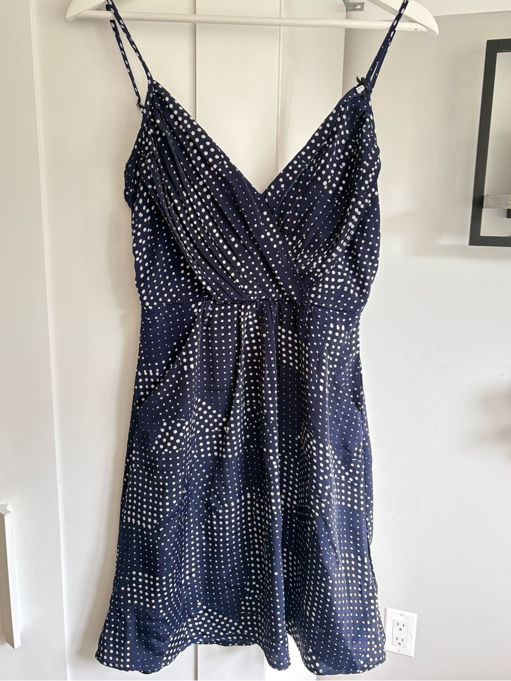 Miss Sixty Navy and White Polka Dot Spaghetti Strap Mini Dress